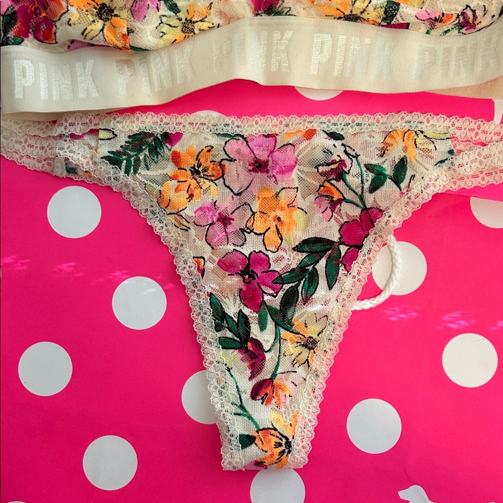 PINK Victoria's Secret Floral Lace Lingerie Set - Picture 2 of 7